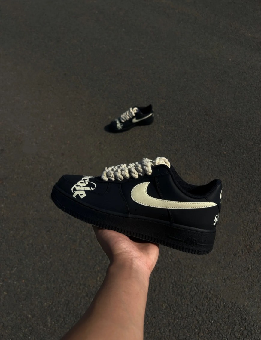 【訂製鞋款】Nike Force 1 AF1 冥王星 手繪 棉麻繩鞋帶 奶油黃 休閒鞋 FZ0627-010(Team6-冥王星)