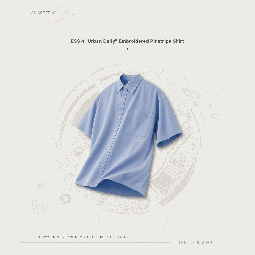 DRiFTNESS｜ESS-1 "Urban Daily" 條紋刺繡襯衫 - Blue
