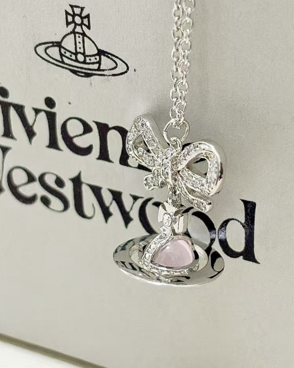 Vivienne Westwood 粉水晶 蝴蝶結 項鍊 土星 西太后 薇薇安