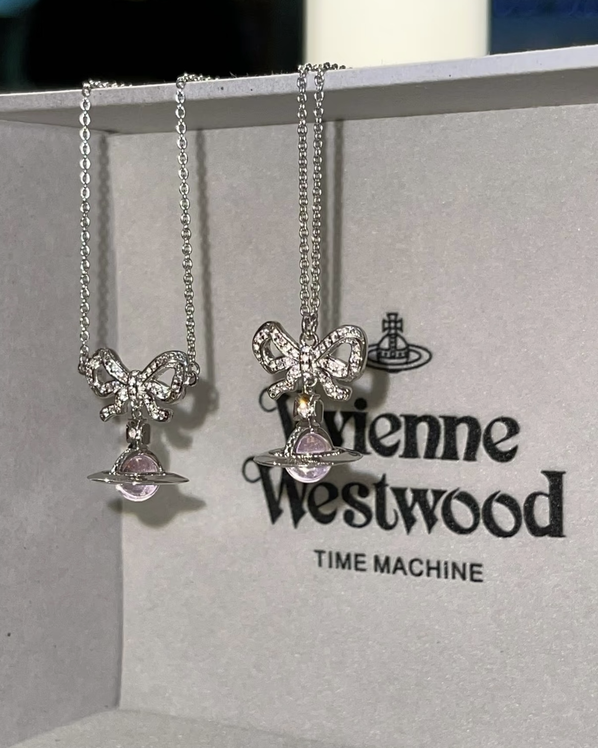 Vivienne Westwood 粉水晶 蝴蝶結 項鍊 土星 西太后 薇薇安