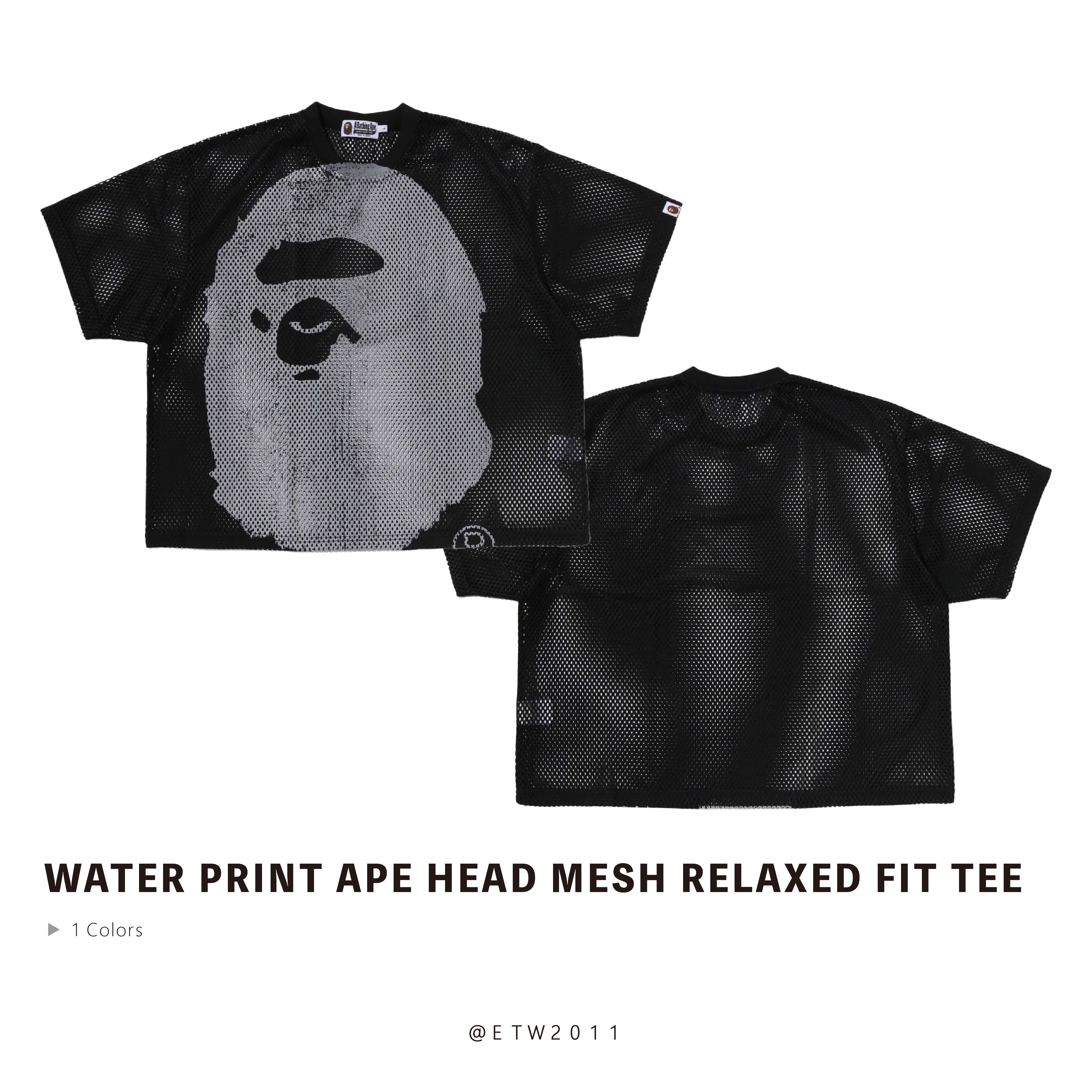 ☆ETW☆【EASY TO WEAR】BAPE Water Print Ape Head Mesh Relaxed Fit Tee 洞洞衣 短T 春夏 猿人
