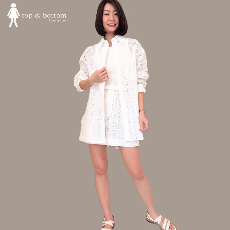 ELASTIC WAISTED COTTON LACE SHORTS