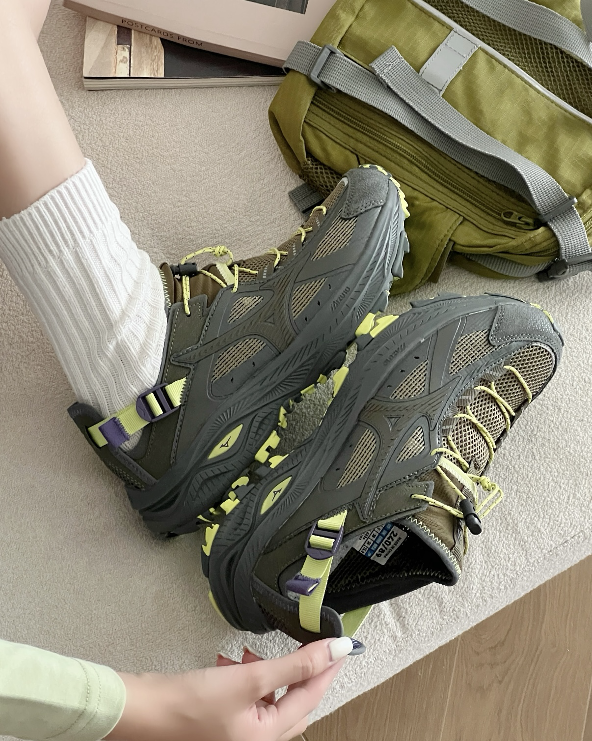 Mizuno Racer Trail SE V2 橄欖棕灰 螢光綠 溯溪鞋 抽繩 透氣 緩震 美津濃 運動鞋 男女鞋