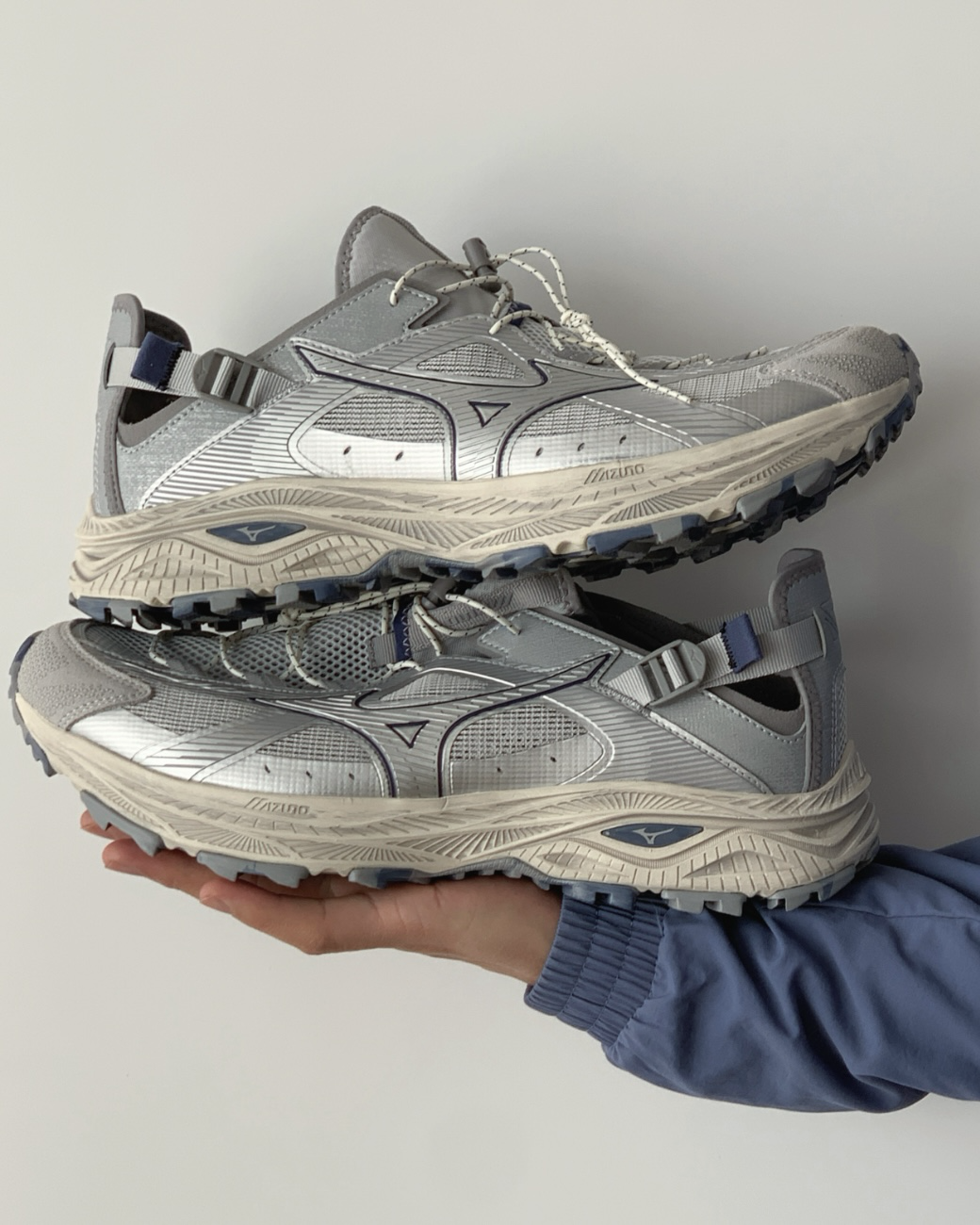 Mizuno Racer Trail SE V2 銀灰藍色 米色 溯溪鞋 抽繩 透氣 緩震 美津濃 運動鞋 男女鞋