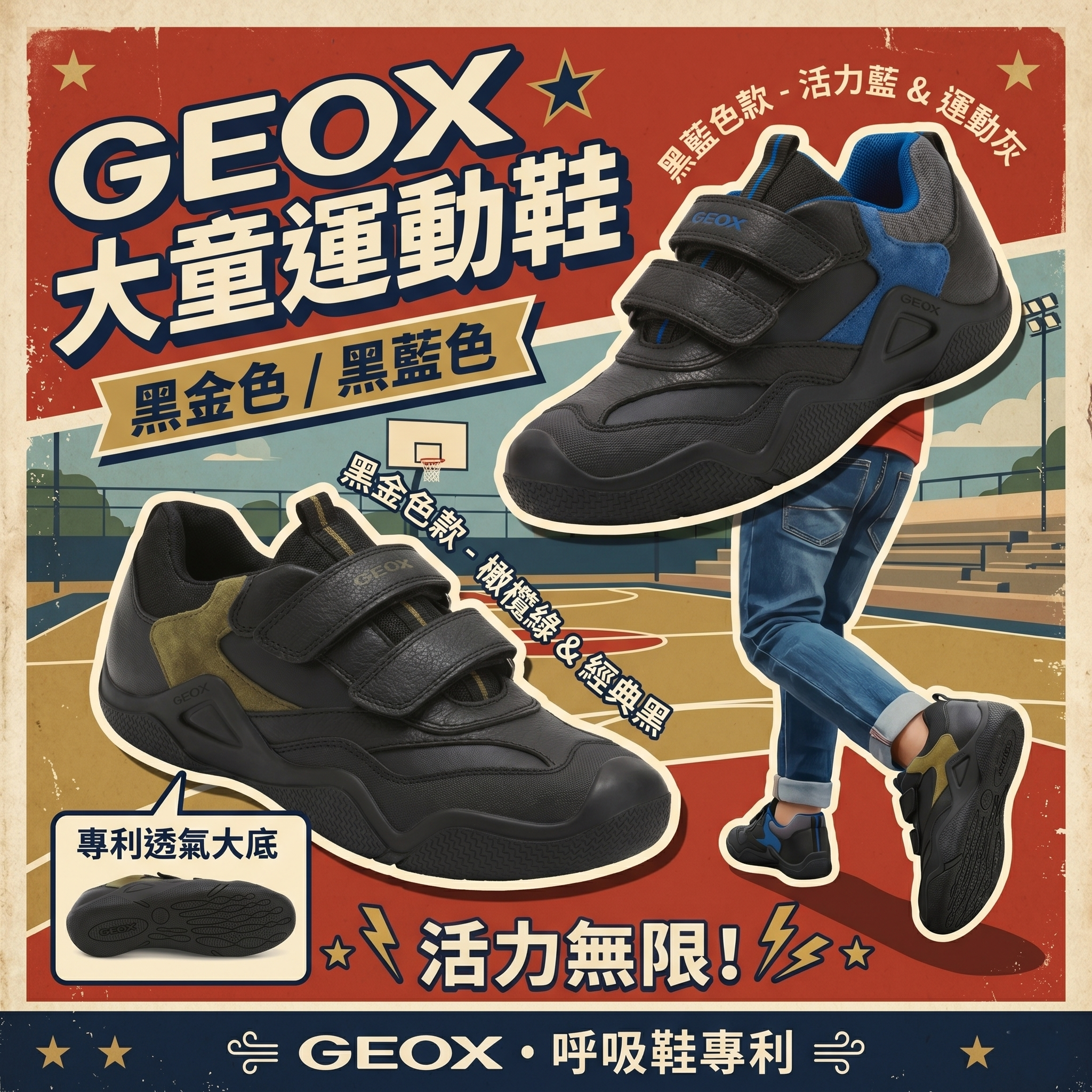 【預購】GEOX H051218 大童皮款運動鞋