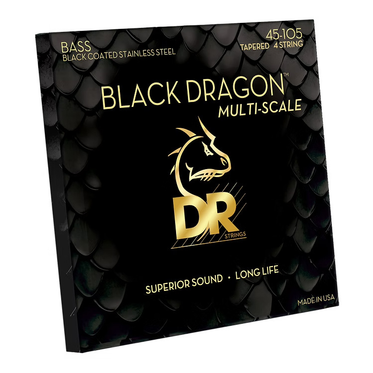DR Strings Black Dragon 系列 不鏽鋼 黑色包膜 電貝斯弦