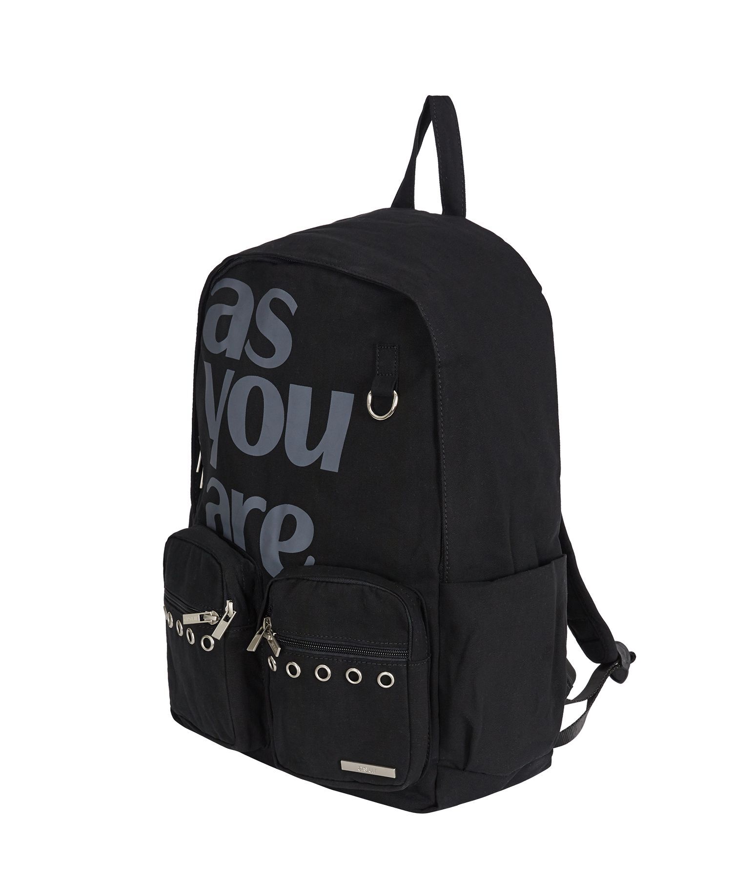AS YOU ARE 鏤空口袋棉質後背包 黑色 AS25AWBAG01BK