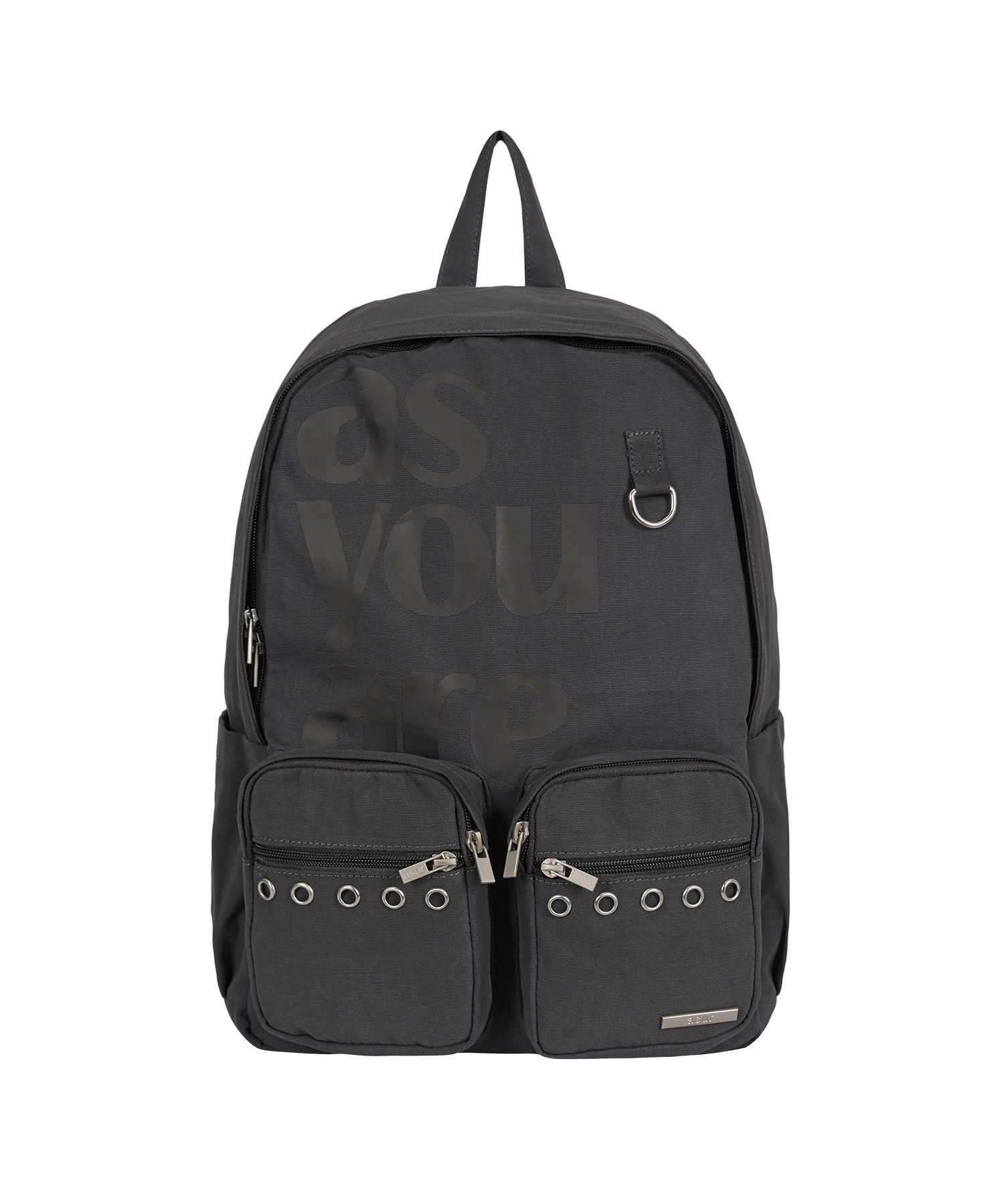 AS YOU ARE 孔眼口袋棉質後背包 炭灰 AS25AWBAG01CH