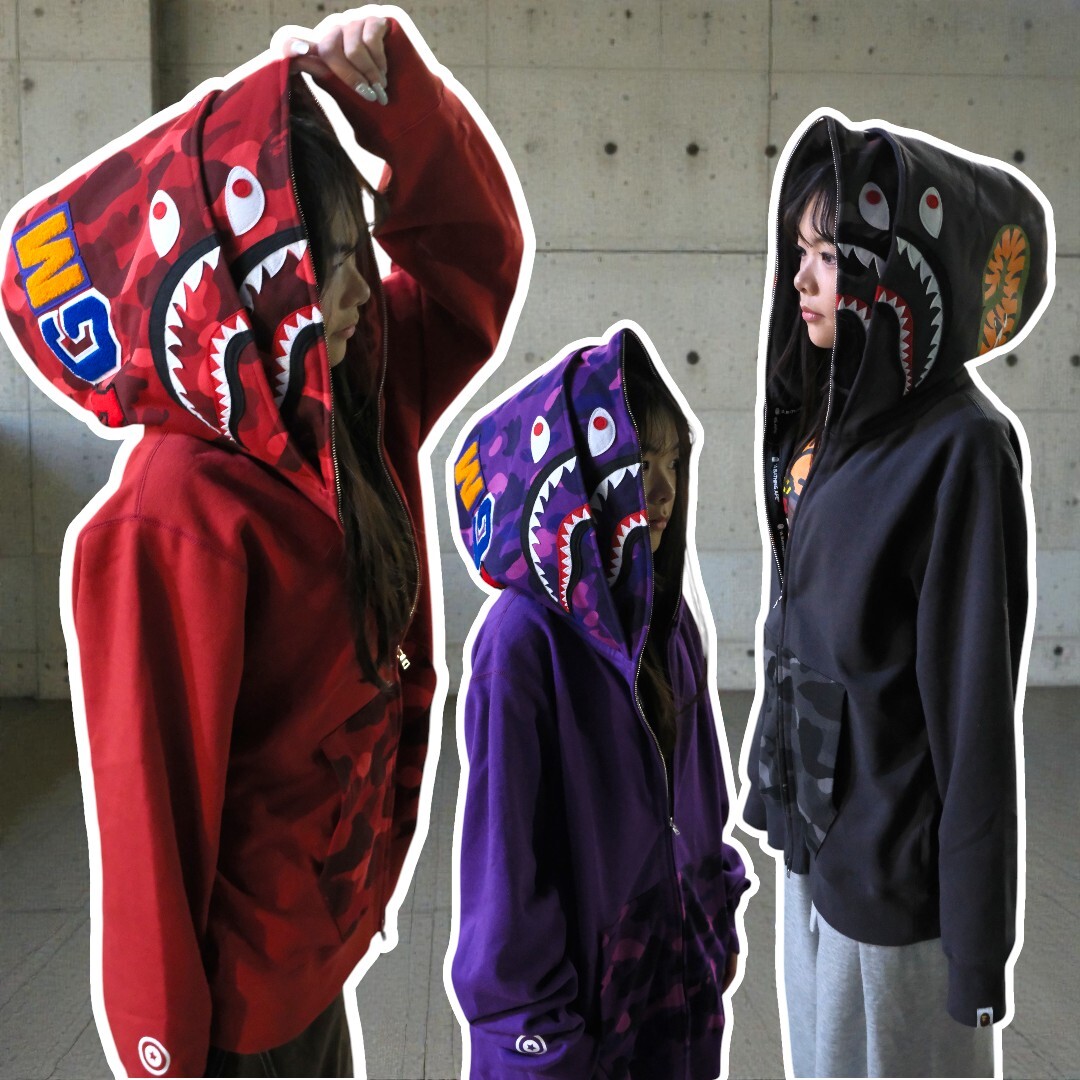 BAPE COLOR CAMO SHARK FULL ZIP DOUBLE HOODIE 雙頭鯊 迷彩 鯊魚 外套 拉鍊 1M30115009