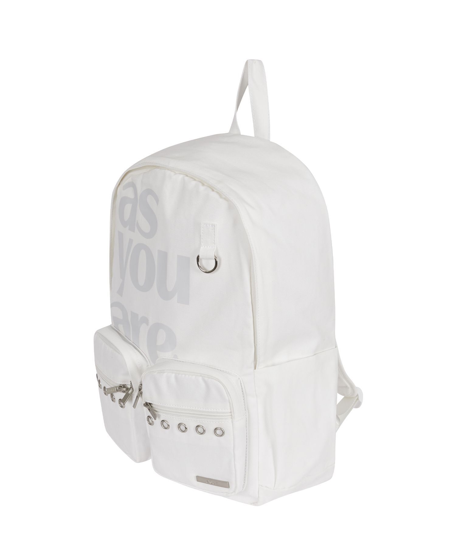 AS YOU ARE 鏤空孔眼口袋棉質後背包 白色 AS25AWBAG01WH