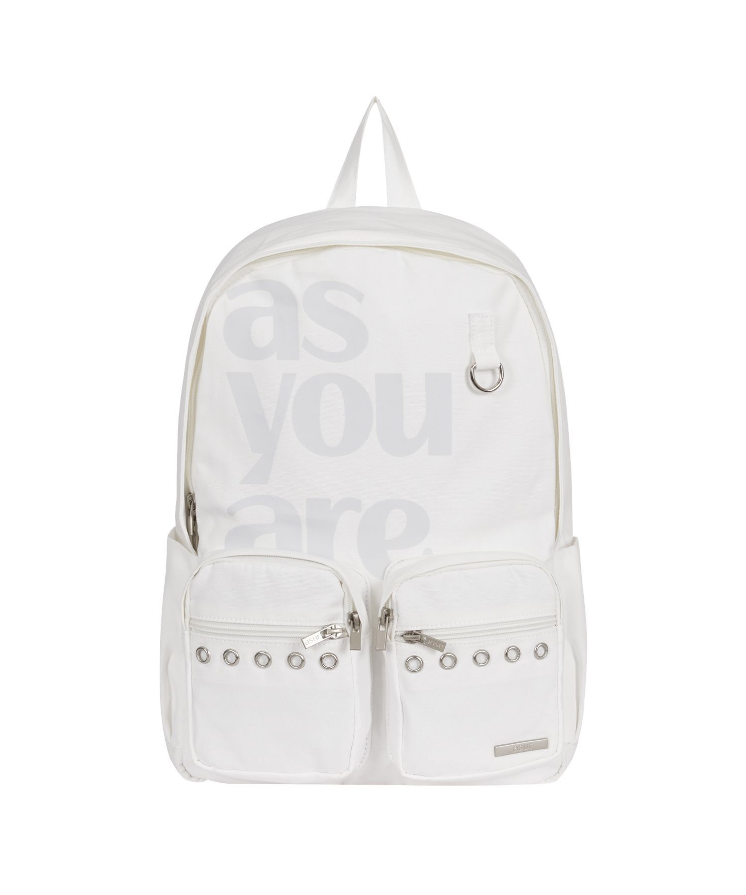 AS YOU ARE 鏤空孔眼口袋棉質後背包 白色 AS25AWBAG01WH