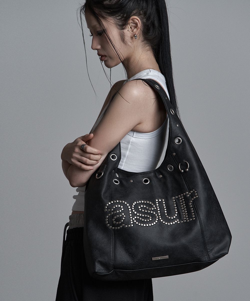 AS YOU ARE 撞色雞眼扣肩背包 黑色 AS25AWBAG02BK