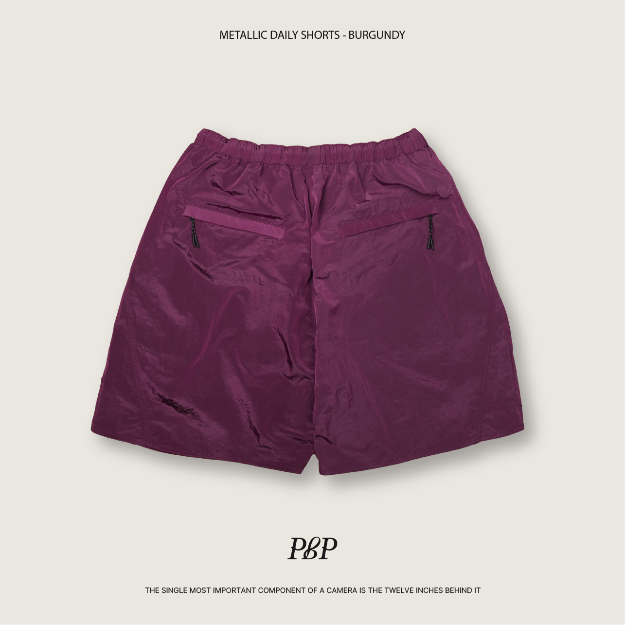 P.B.P - METALLIC DAILY SHORTS  - BURGUNDY
