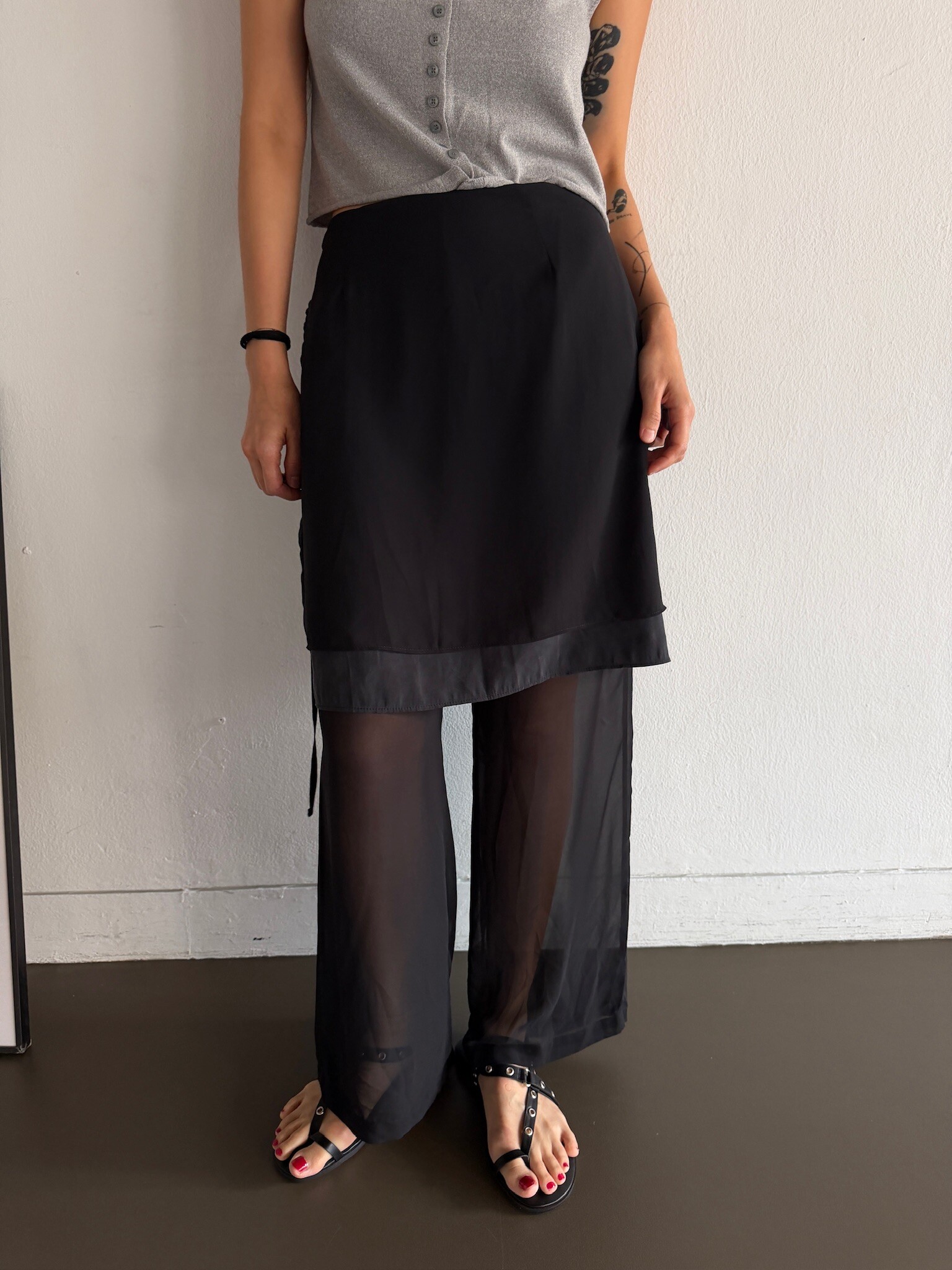 Mesh pants with skirt