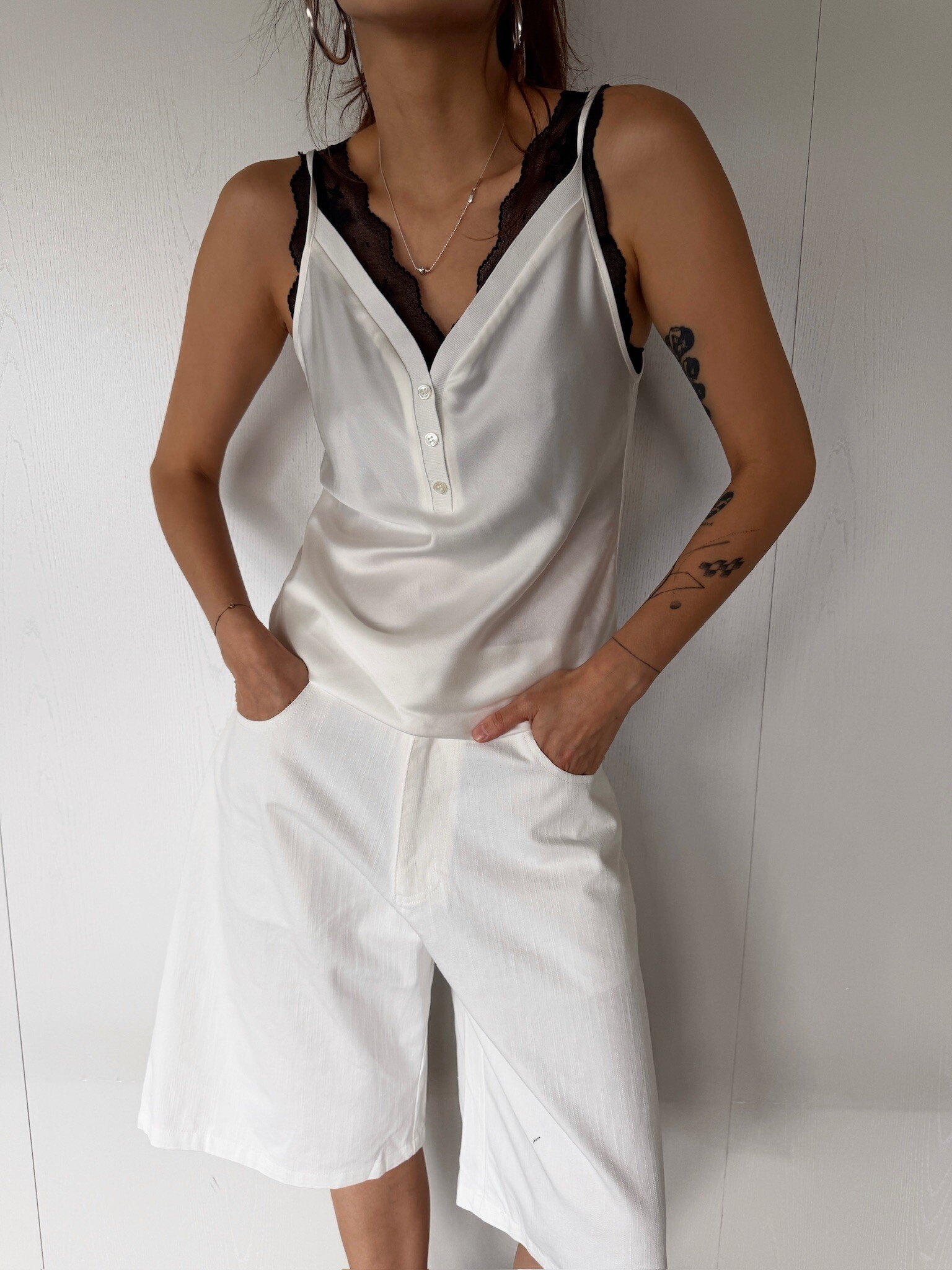V neck silk vest