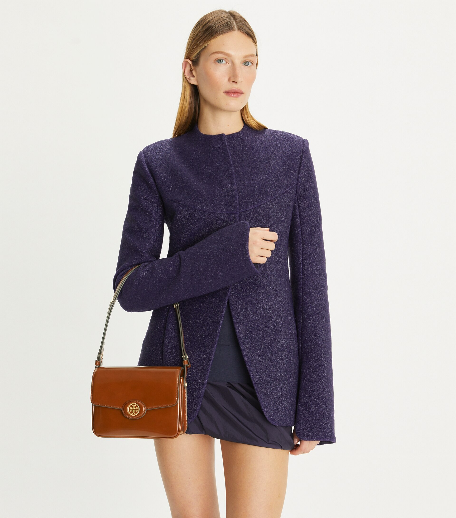 【Tory Burch】Robinson Spazzolato Convertible Shoulder Bag  咖