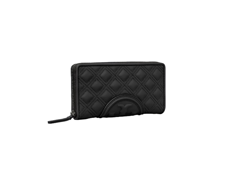 【Tory Burch Outlet】(專櫃出清) Fleming Soft Matte Zip Continental Wallet  黑