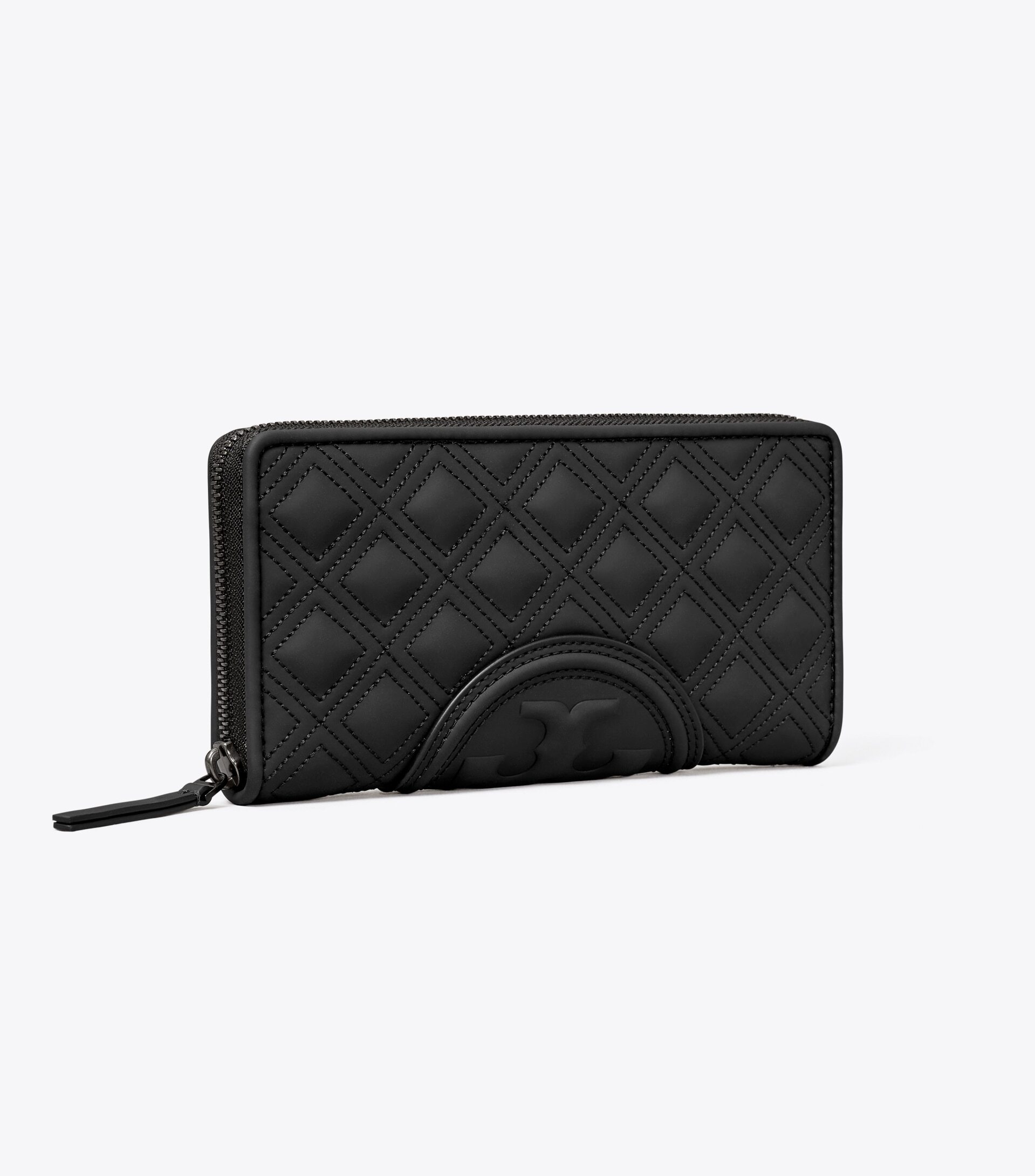 【Tory Burch Outlet】(專櫃出清) Fleming Soft Matte Zip Continental Wallet  黑