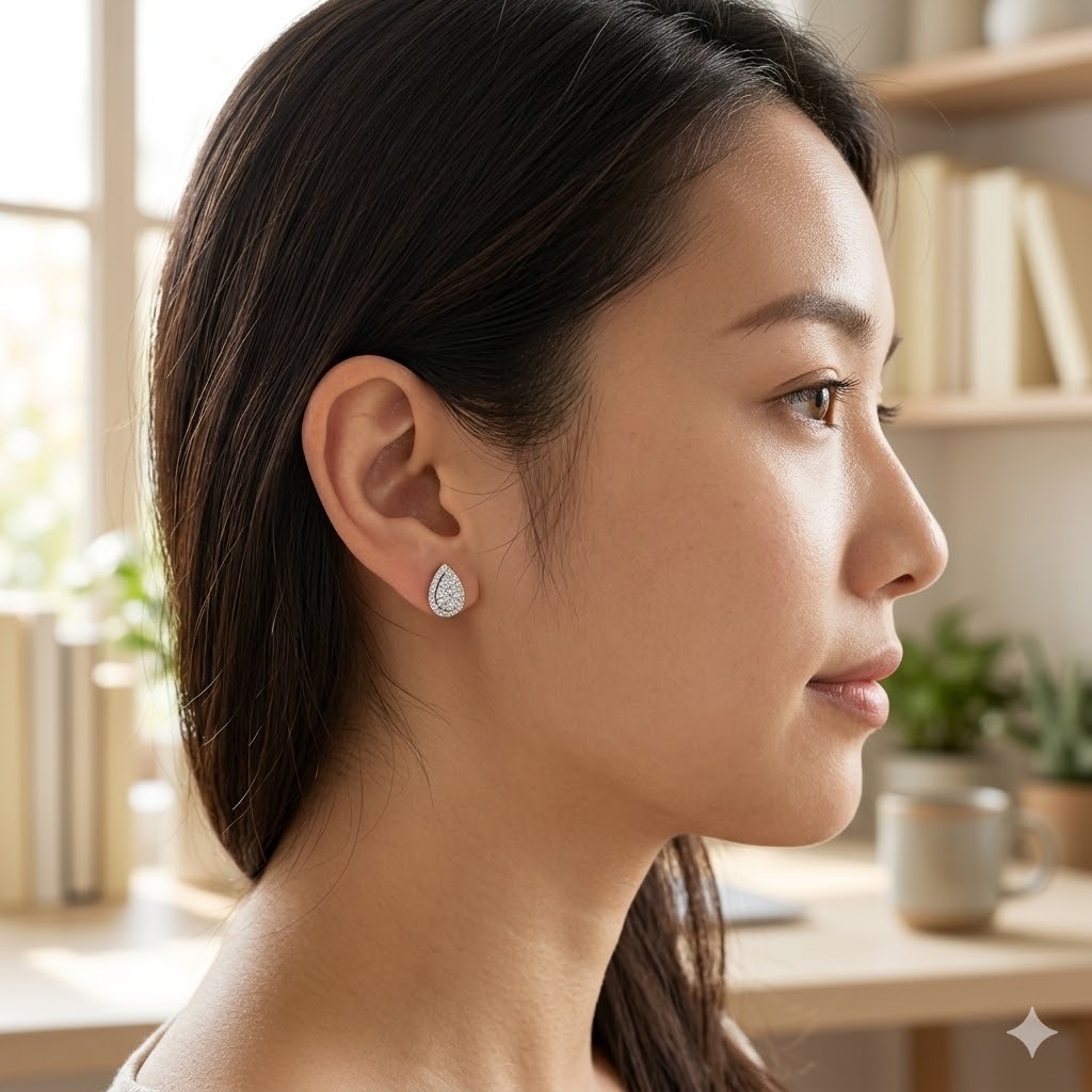 全新18K白金62份鑽石耳環