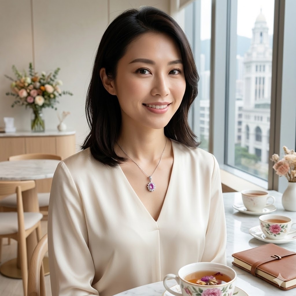 全新18K白金【單粒96份粉紅藍寶】配32份鑽石吊墜
