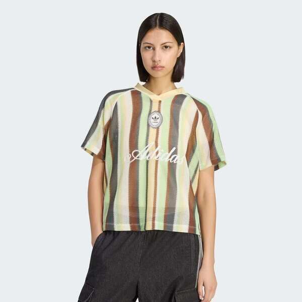 Adidas 愛迪達 Knit Jersey KY3162 女 針織寬鬆球衣 黃 條紋 亞版 V領 休閒穿搭