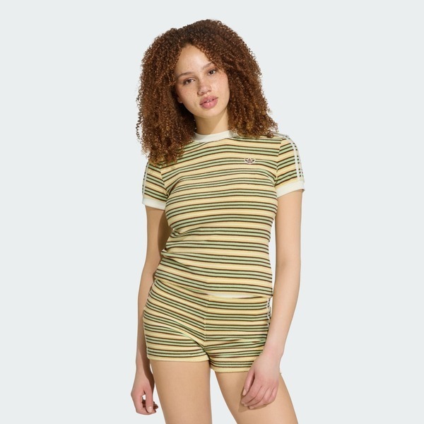 Adidas 愛迪達 Striped Tee KY8117 女 T恤 運動上衣 休閒短袖 黃綠 亞版