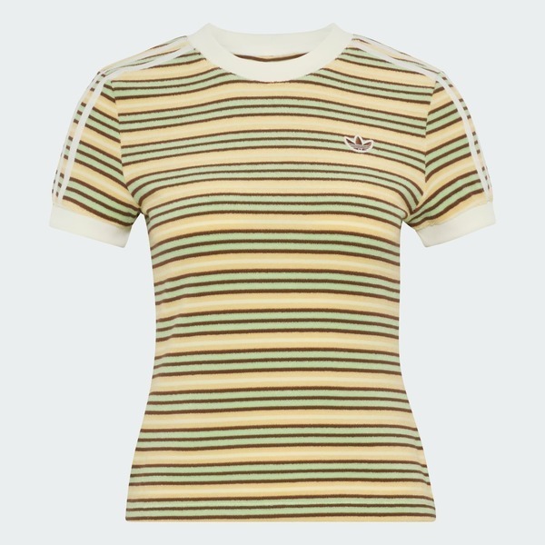 Adidas 愛迪達 Striped Tee KY8117 女 T恤 運動上衣 休閒短袖 黃綠 亞版