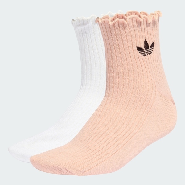Adidas 愛迪達 Ruffle 1::4 S 2p KD8369 女 中筒襪 白 粉紅 2雙入 荷葉邊