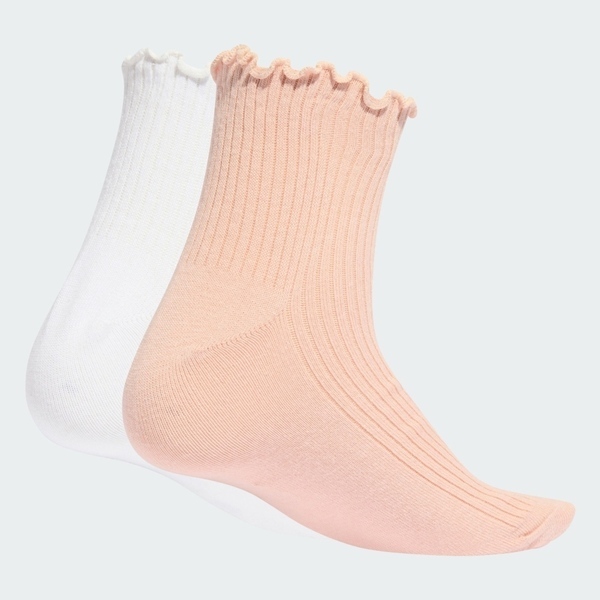 Adidas 愛迪達 Ruffle 1::4 S 2p KD8369 女 中筒襪 白 粉紅 2雙入 荷葉邊