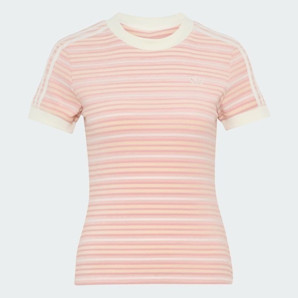 Adidas 愛迪達 Striped Tee KY8116 女 T恤 運動上衣 休閒短袖 粉紅 白 亞版