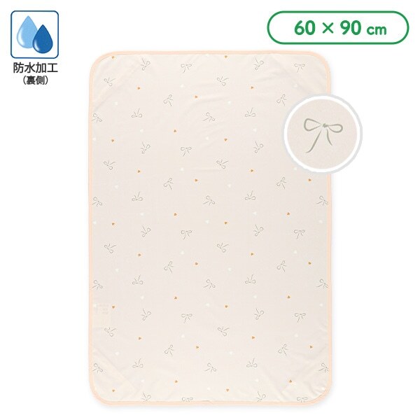 【Nishimatsuya】ELFINDOLL Diaper Changing Sheet Waterproof Bed Sheet (60x90cm) - Ribbon & Heart Pink