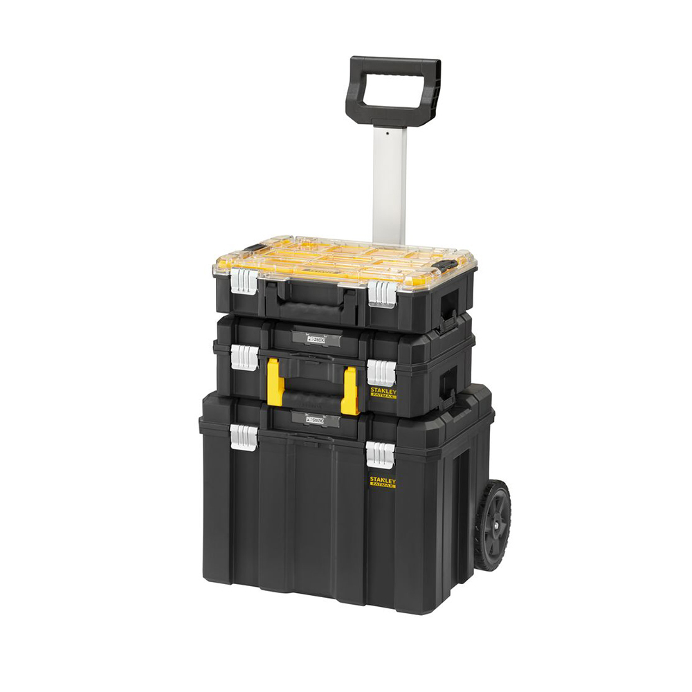 美國 STANLEY 史丹利｜FATMAX PRO-STACK 3層淺型行動工具收納組｜FMST1-80101｜工具箱 收納箱 零件盒 拉桿工具箱