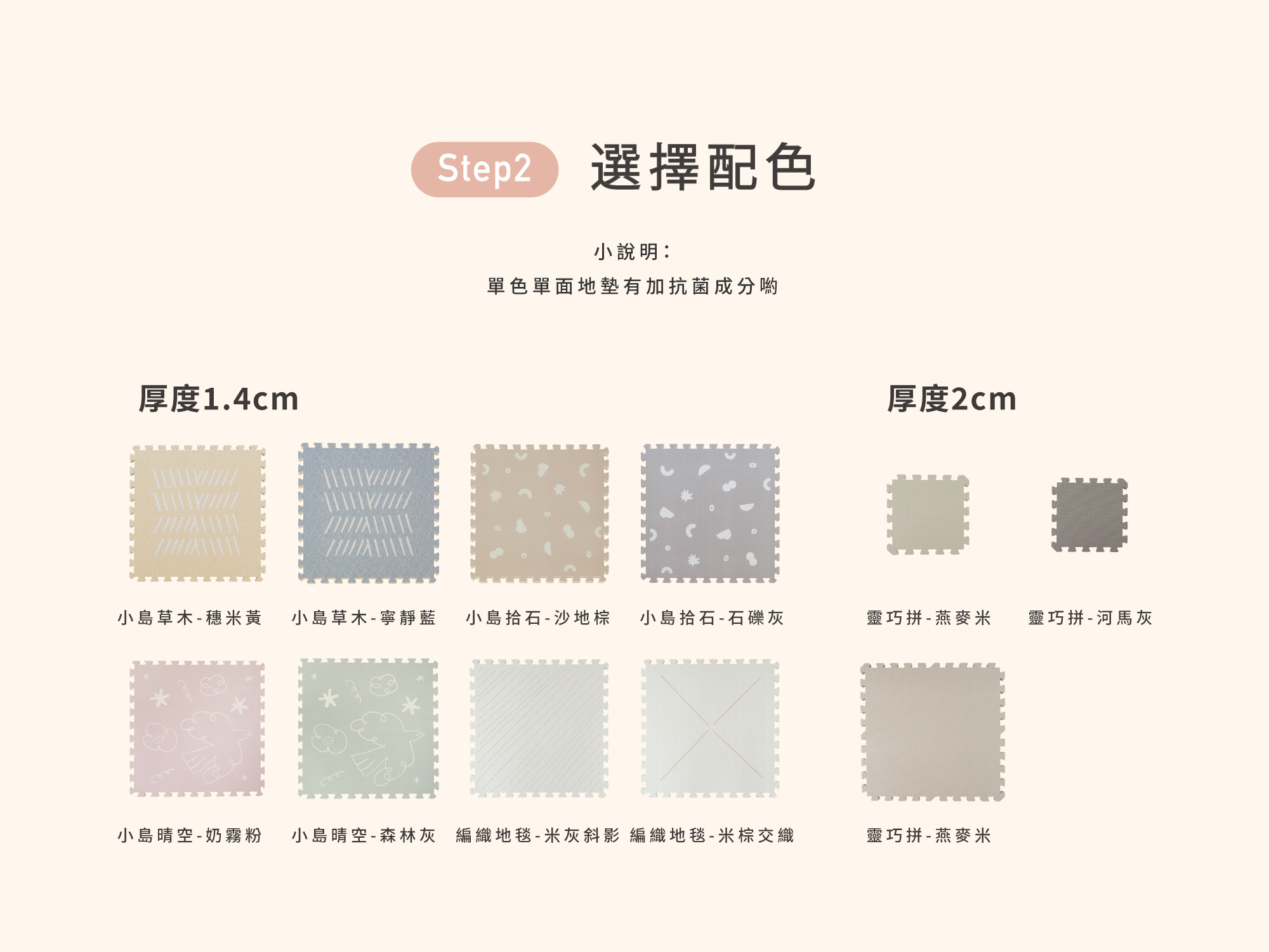 這是一張巧拼地墊配色的圖片