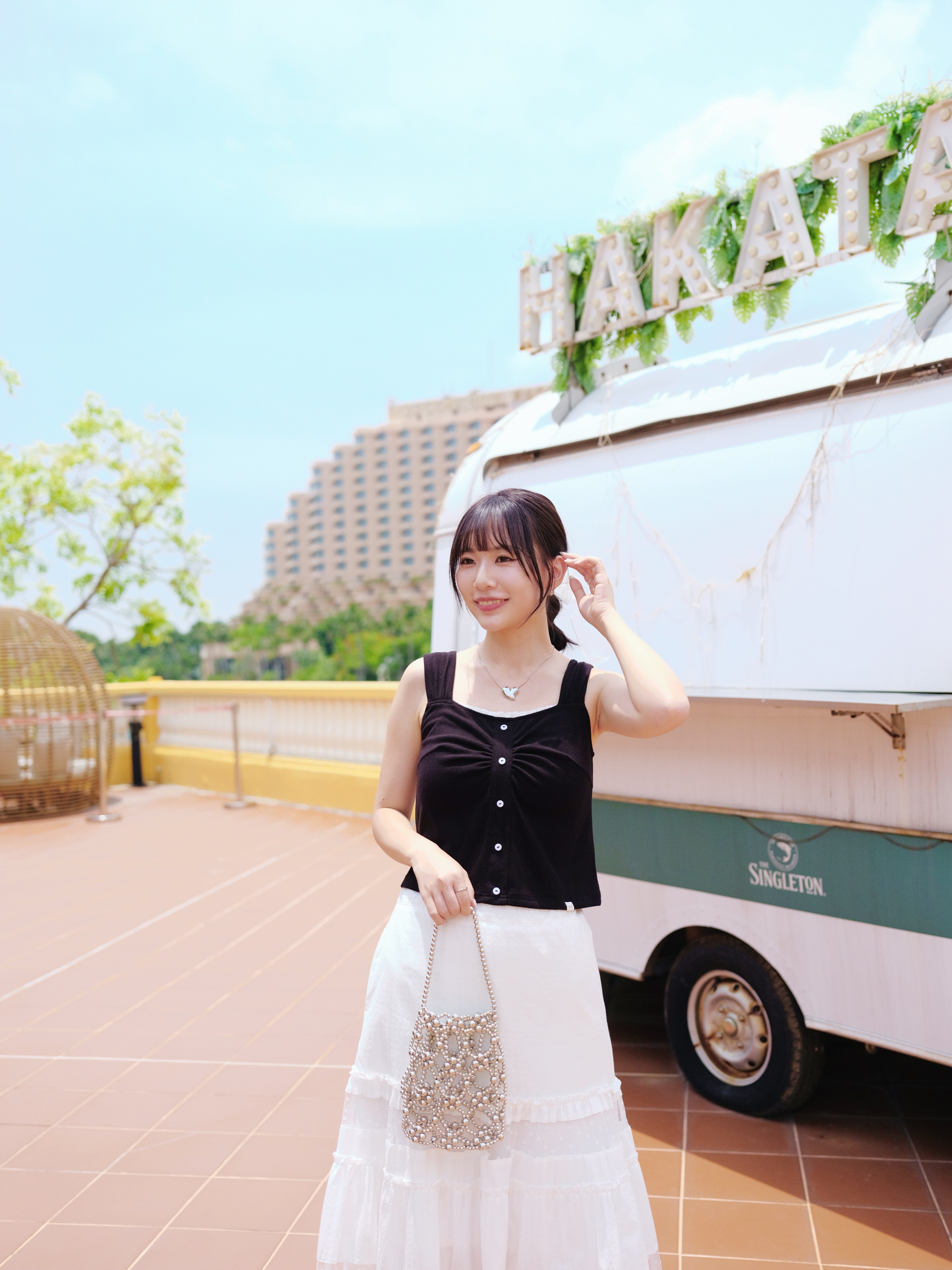 兩色 / 麻糬感蕾絲抓褶背心 / Ruched Lace-Trim Mochi-Feel Tank Top