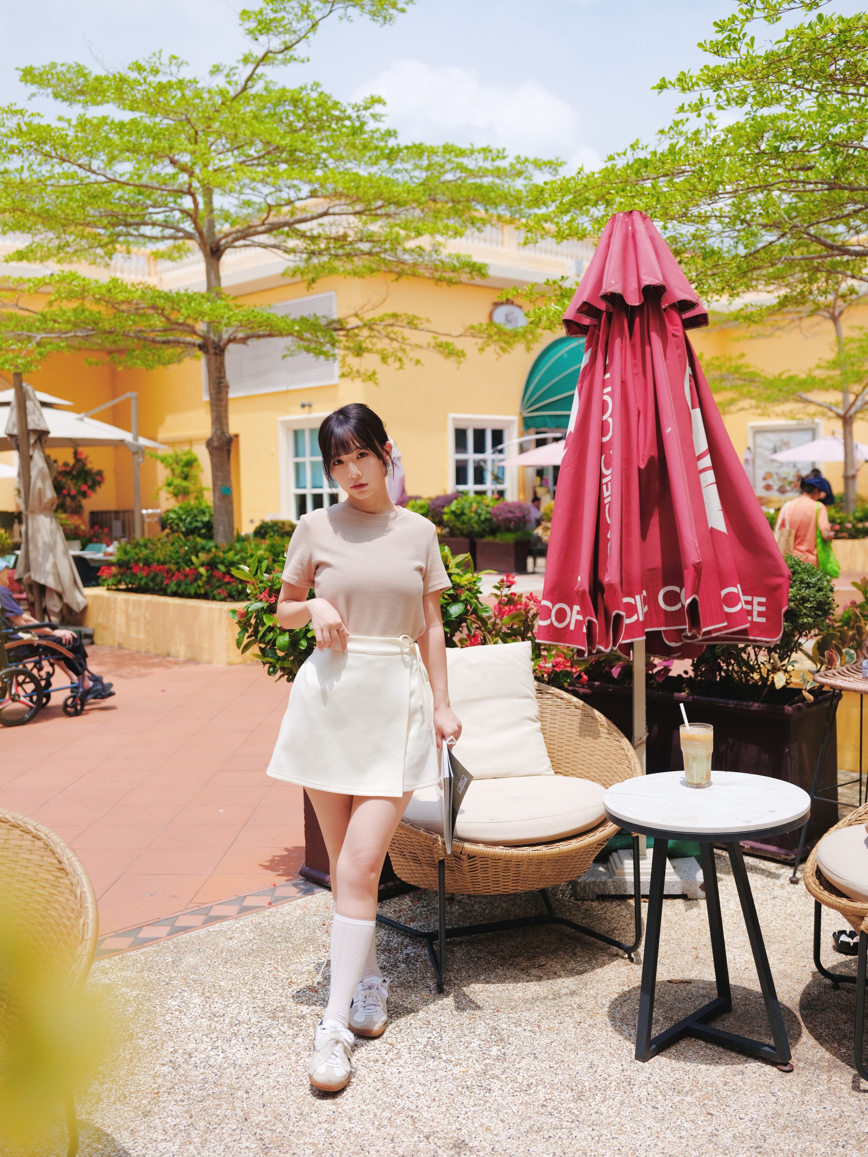 三色 / 親膚太空棉綁繩短裙 / Cloud-Soft Scuba Tie-Front Mini Skirt