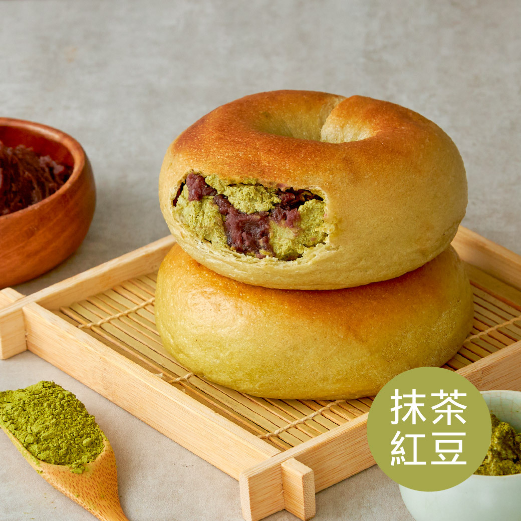 雙濃療癒貝果組｜海鹽焦糖3入+抹茶紅豆乳酪2入