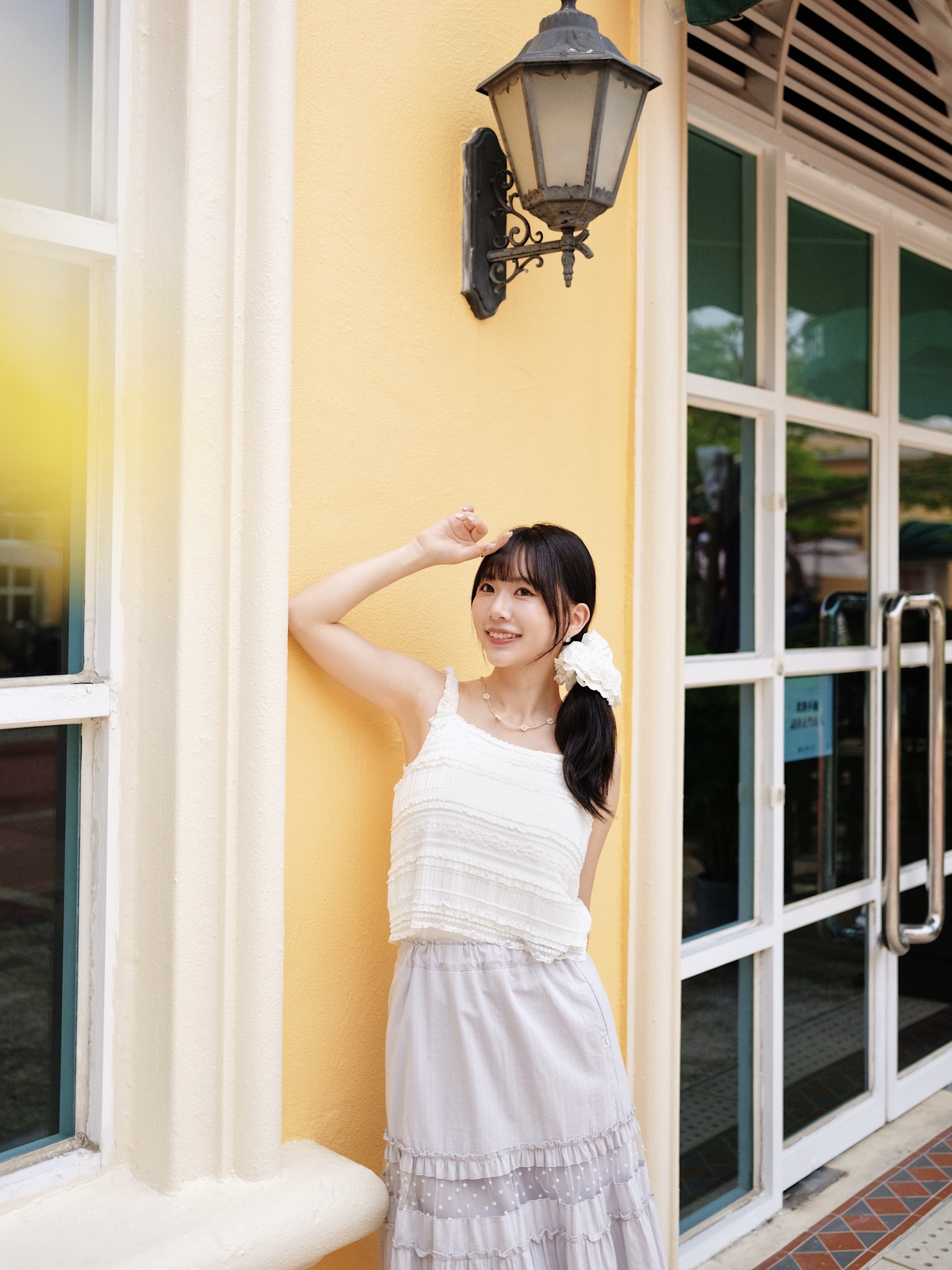 兩色 / 柔軟蕾絲荷葉肩帶背心 / Soft Lace Ruffle Strap Tank Top
