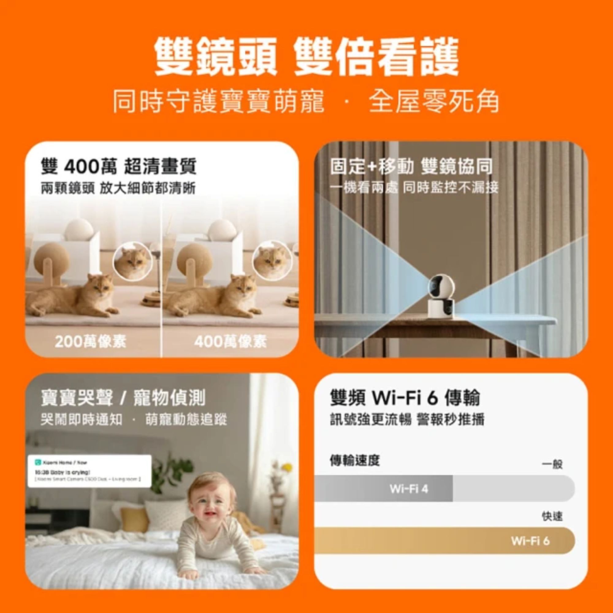 小米 Xiaomi 智慧攝影機C500 雙攝版(2K雙鏡頭/寵物追蹤/寶寶哭聲/AI偵測/全彩夜視/監視器)