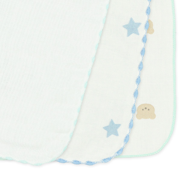 【Nishimatsuya】ELFINDOLL 10-Pack Cotton Gauze Handkerchiefs - Blue
