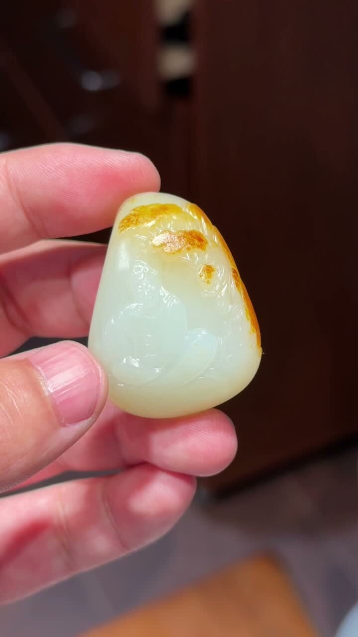 和田玉獨籽觀音,天然和田玉軟玉