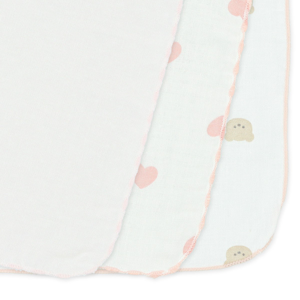 【Nishimatsuya】ELFINDOLL 10-Pack Cotton Gauze Handkerchiefs - Pink