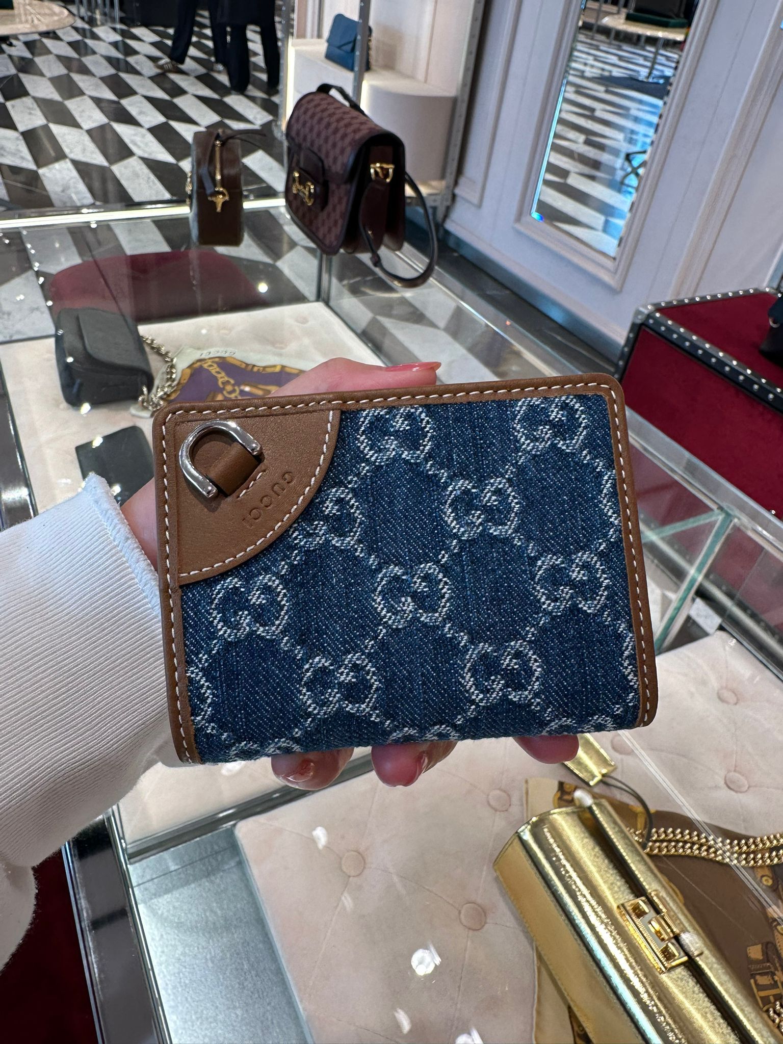 LYS01740 Gucci GG Emblem mini wallet 牛仔布