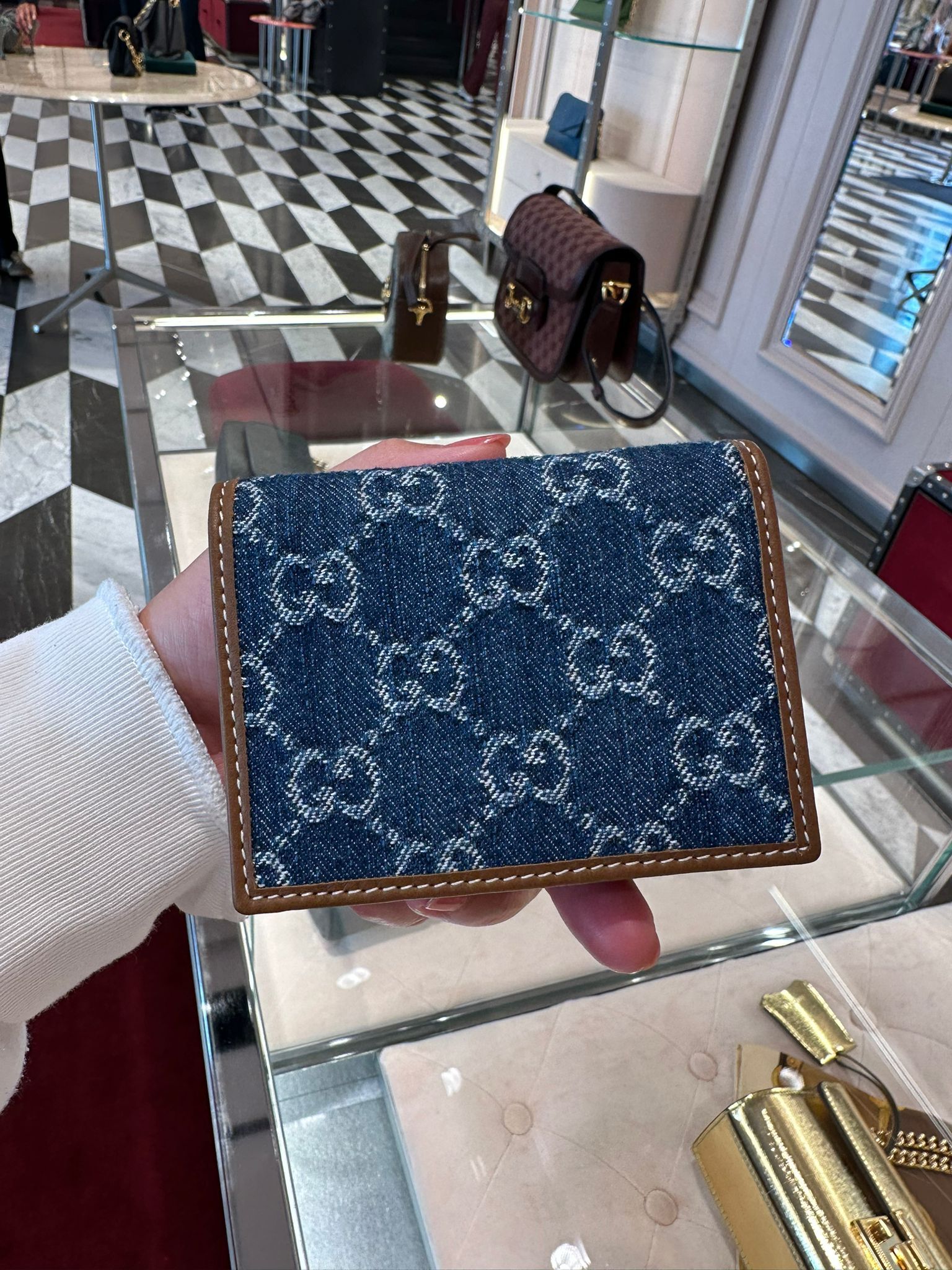 LYS01740 Gucci GG Emblem mini wallet 牛仔布