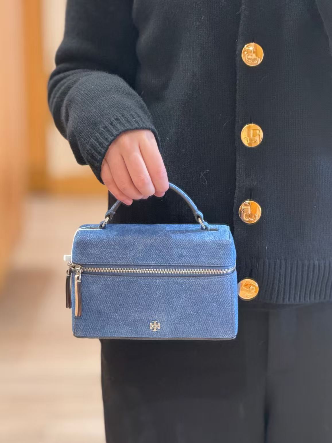 【預購】Tory Burch H051309 深藍牛仔盒子包