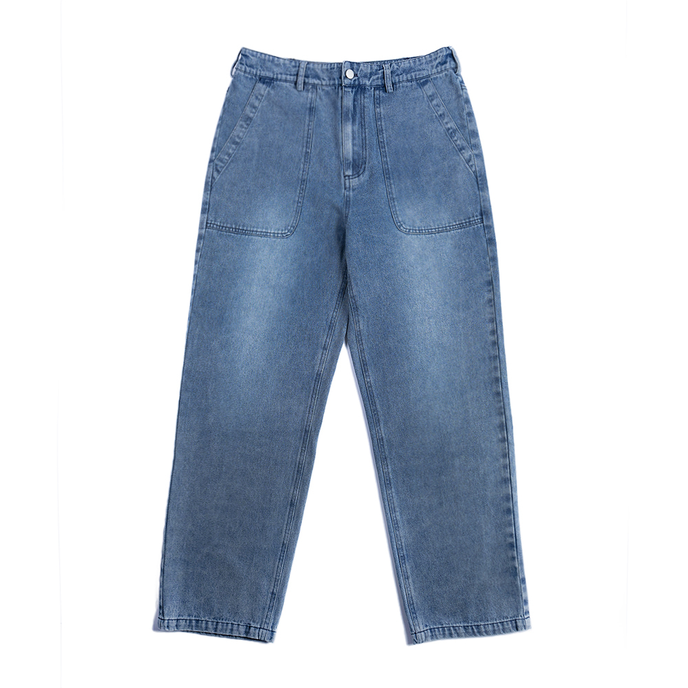 Men’s Wide Straight-Leg Denim Pants Dark Blue