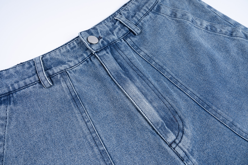 Men’s Wide Straight-Leg Denim Pants Dark Blue