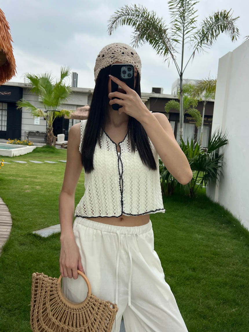 小香滾邊寬短版背心*2色