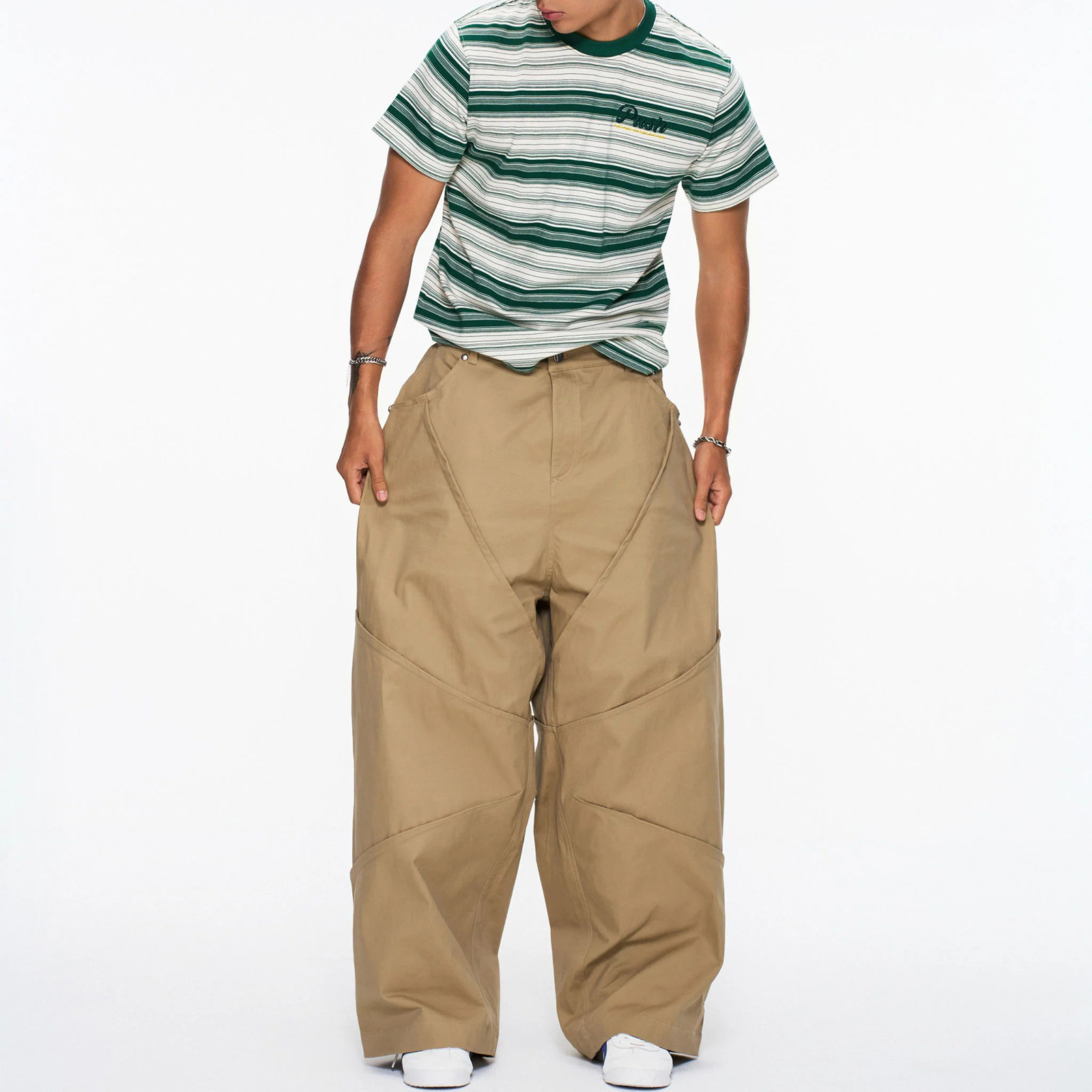 PUSH PUSH K-RAV PANTS 拼接 寬褲 闊腿 立體剪裁 黑標 廓形 寬鬆 長褲 彎刀褲