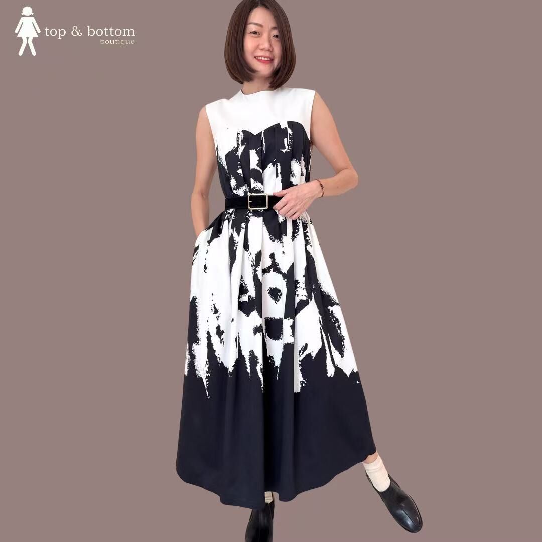 SOLID PRINTED LONG DRESS (EXCLUDE BELT)