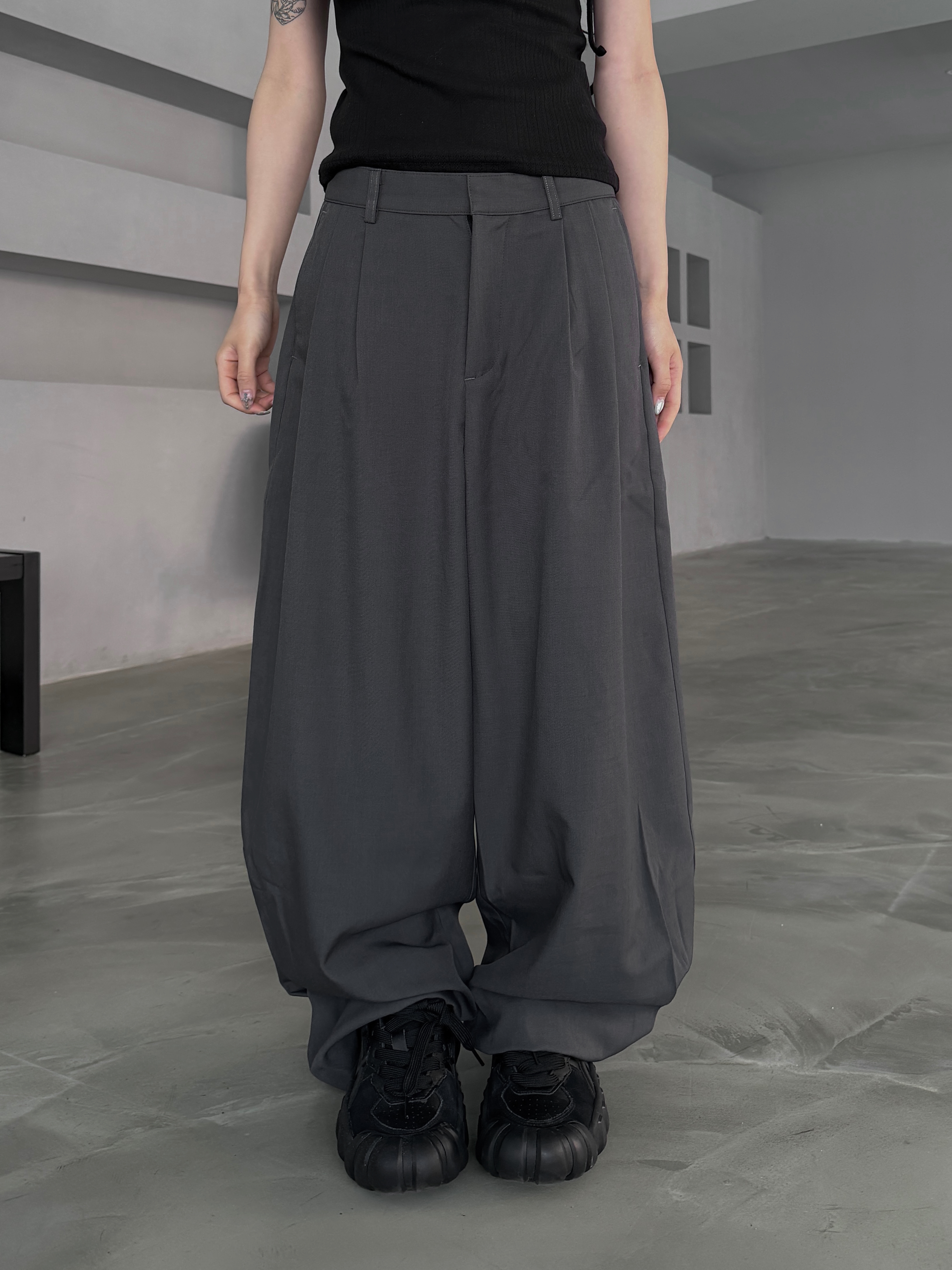 ［IDEAL MADE］側摺線 垂墜堆積 涼感寬鬆西裝褲